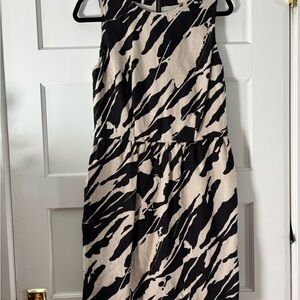Michael Kors Black and White Halter Sheath Midi Dress